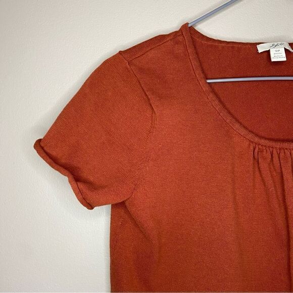 J. Jill Terracotta/Orange Scoop-Neck Rolled Hem T-Shirt Size Small Petite - Picture 2 of 6